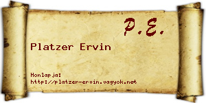 Platzer Ervin névjegykártya